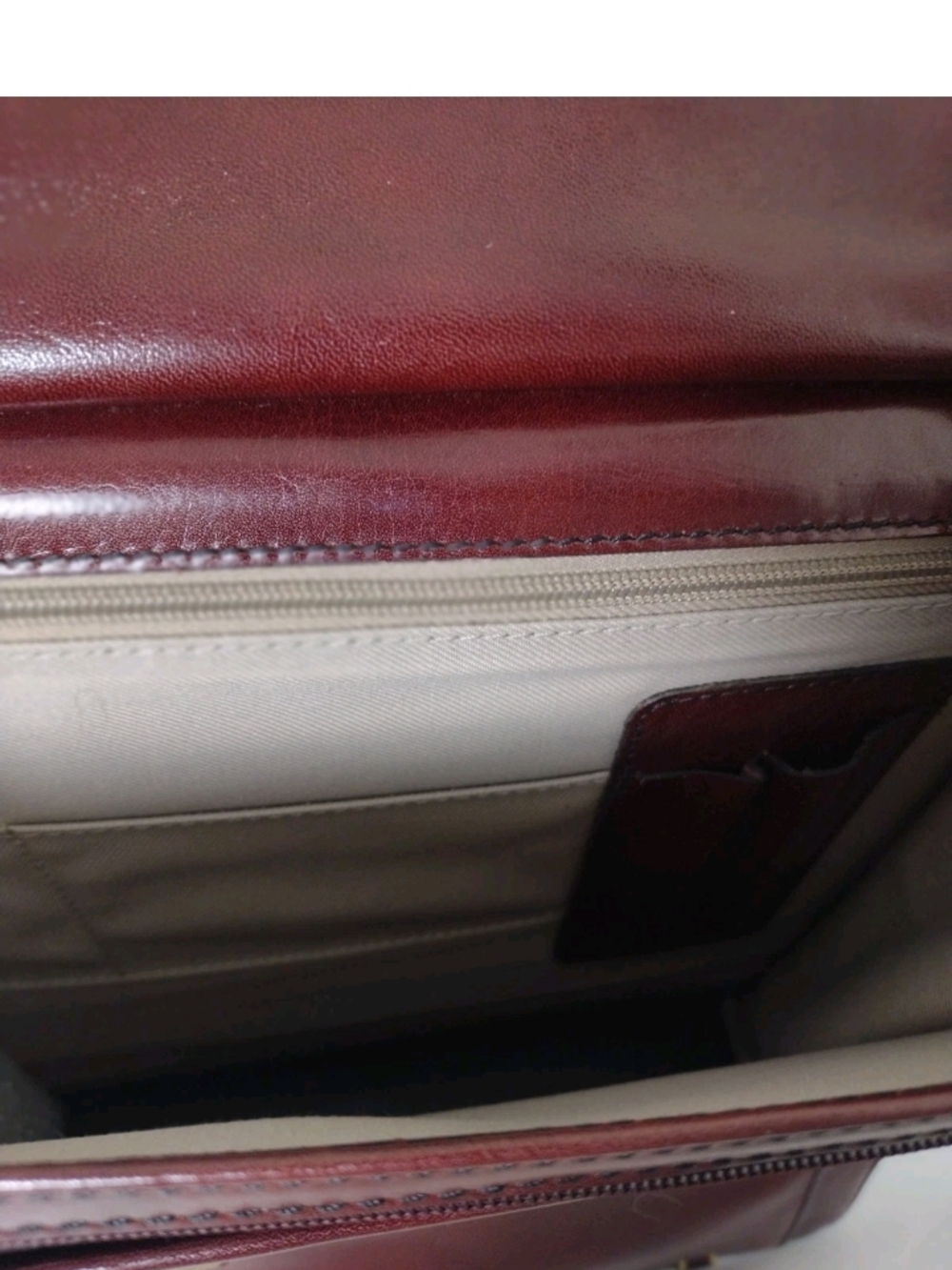 Classic Burgundy Leather Briefcase with Gold Hardware - Picture 15 of 16